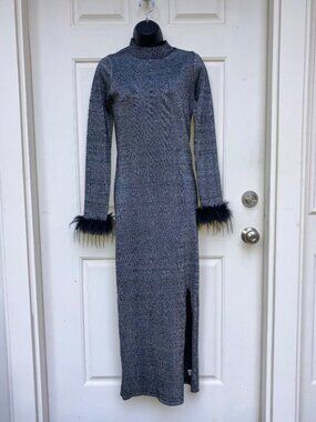 Emma & Posh Shimmer Long Sleeve Feather Dress - Size: Medium